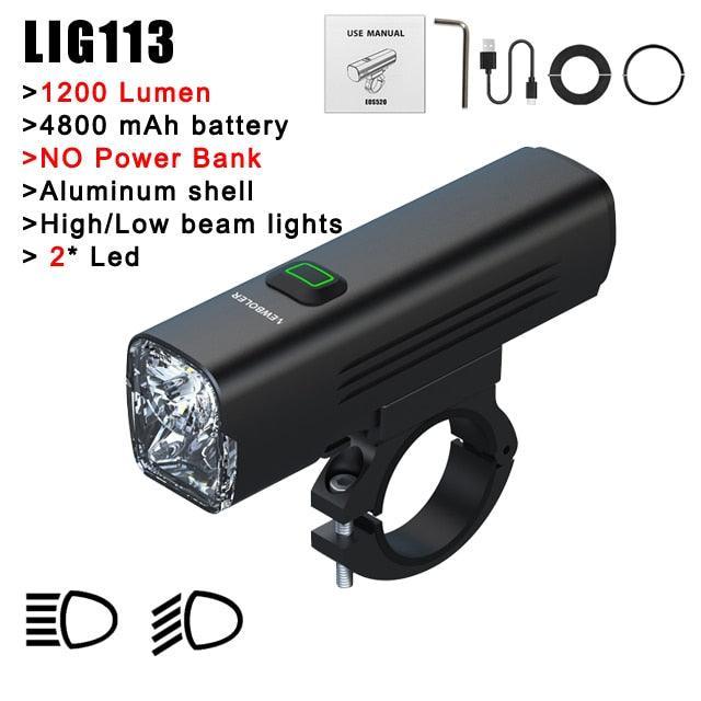 NEWBOLER 1000 Lumen Bicycle Light - 4800mAh High Capacity Battery - USB-C Rechargeable with Power Bank Function - Anti-Glare High/Low Beam Bike Lamp