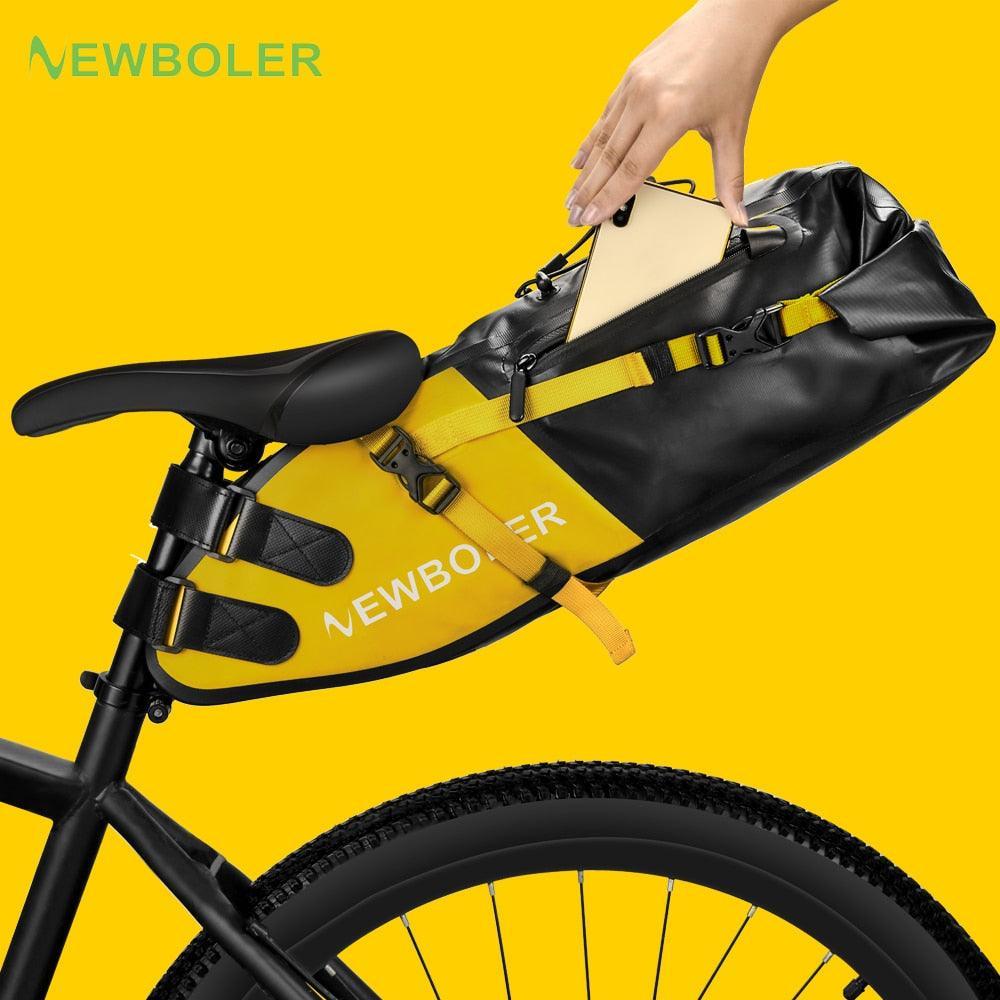 NEWBOLER Large Capacity Bicycle Saddle Bag - 1.5L-13L Professional Bikepacking Seat Bag - 100% Waterproof PVC/TPU Rear Pannier for MTB &amp; Road