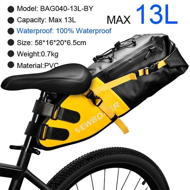 NEWBOLER Large Capacity Bicycle Saddle Bag - 1.5L-13L Professional Bikepacking Seat Bag - 100% Waterproof PVC/TPU Rear Pannier for MTB &amp; Road