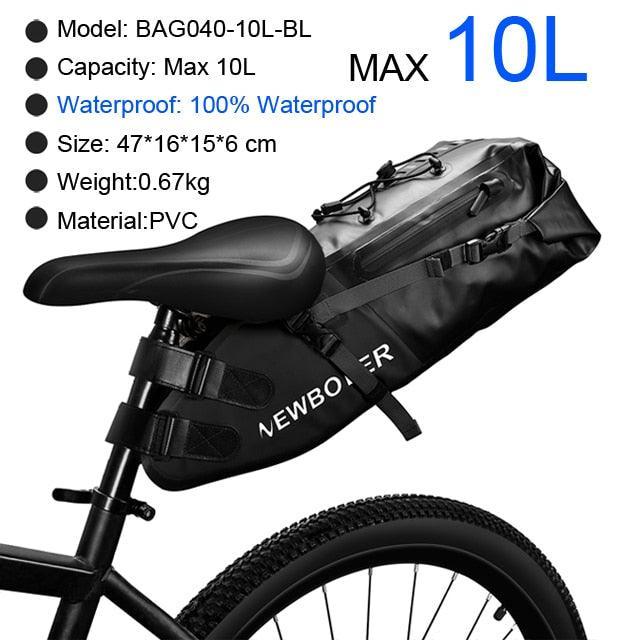 NEWBOLER Large Capacity Bicycle Saddle Bag - 1.5L-13L Professional Bikepacking Seat Bag - 100% Waterproof PVC/TPU Rear Pannier for MTB &amp; Road
