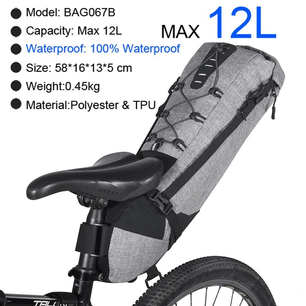 NEWBOLER Large Capacity Bicycle Saddle Bag - 1.5L-13L Professional Bikepacking Seat Bag - 100% Waterproof PVC/TPU Rear Pannier for MTB &amp; Road