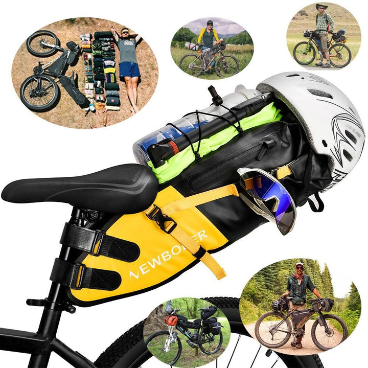 NEWBOLER Large Capacity Bicycle Saddle Bag - 1.5L-13L Professional Bikepacking Seat Bag - 100% Waterproof PVC/TPU Rear Pannier for MTB &amp; Road