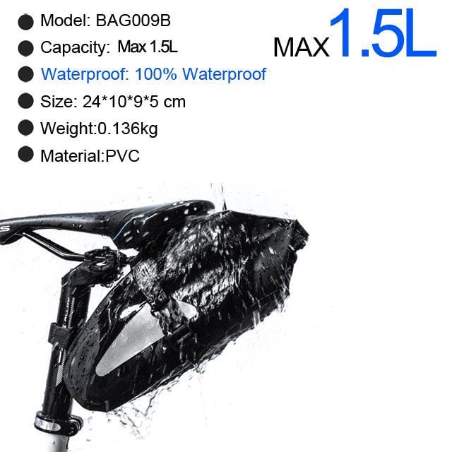 NEWBOLER Large Capacity Bicycle Saddle Bag - 1.5L-13L Professional Bikepacking Seat Bag - 100% Waterproof PVC/TPU Rear Pannier for MTB &amp; Road