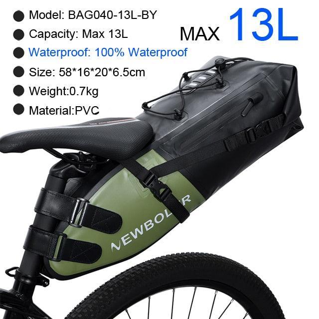 NEWBOLER Large Capacity Bicycle Saddle Bag - 1.5L-13L Professional Bikepacking Seat Bag - 100% Waterproof PVC/TPU Rear Pannier for MTB &amp; Road