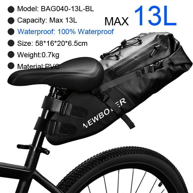 NEWBOLER Large Capacity Bicycle Saddle Bag - 1.5L-13L Professional Bikepacking Seat Bag - 100% Waterproof PVC/TPU Rear Pannier for MTB &amp; Road