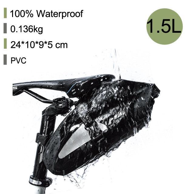 NEWBOLER 13L Bikepacking Saddle Bag - 100% Waterproof 500D PVC Tail Bag - Anti-Sway Seat Pack for Touring, MTB &amp; Long Distance Cycling