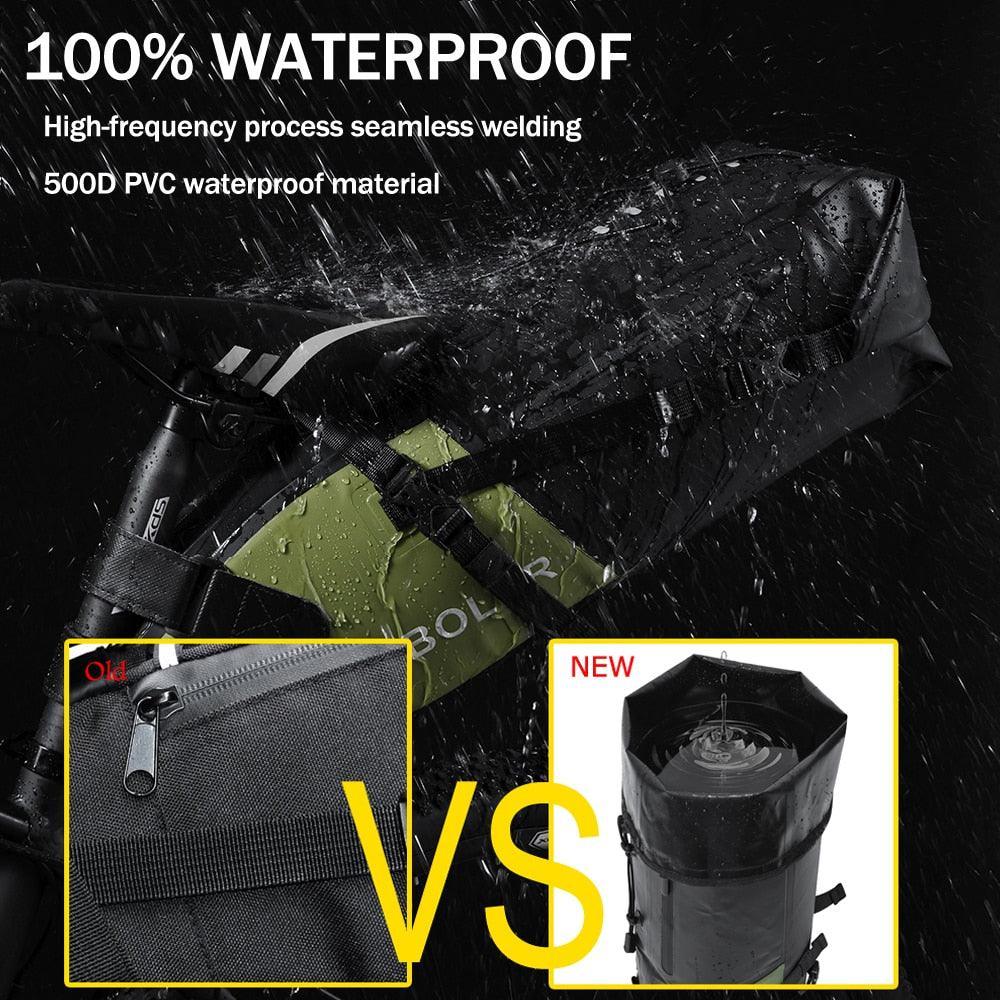 NEWBOLER 13L Bikepacking Saddle Bag - 100% Waterproof 500D PVC Tail Bag - Anti-Sway Seat Pack for Touring, MTB &amp; Long Distance Cycling