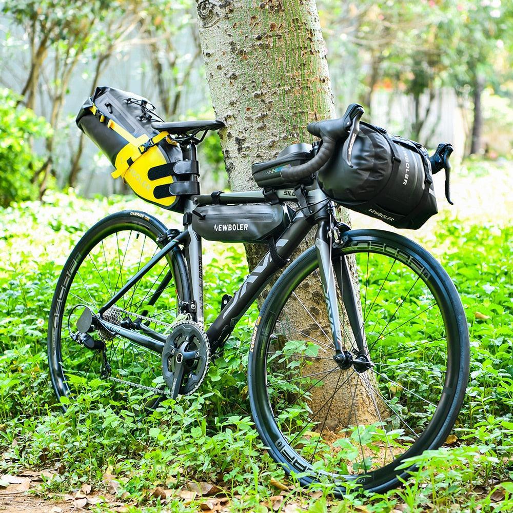 NEWBOLER 10L/15L/20L Waterproof Bike Handlebar Bag - IPX7 Dry Bag System - Ultralight Bikepacking Front Tube Bag with Reflective Design - Fits MTB &amp; Road Bike