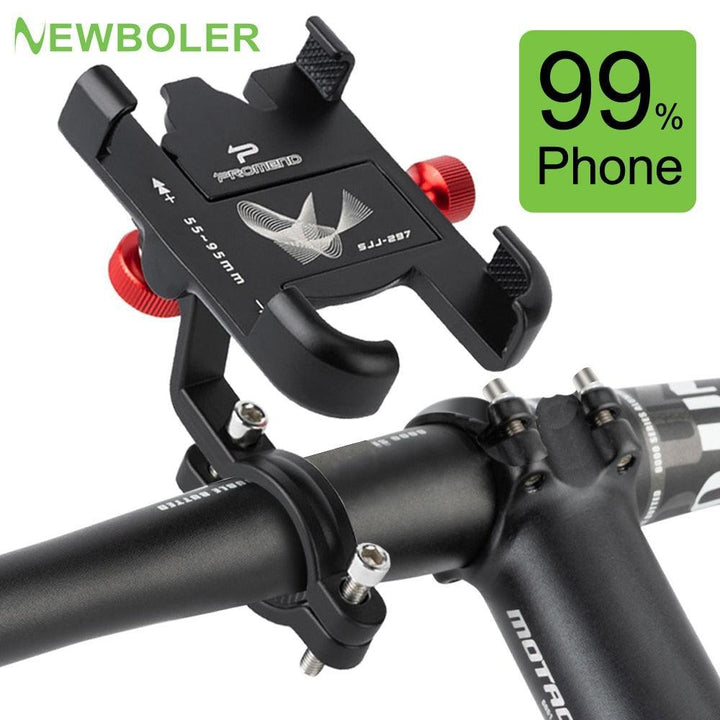 NEWBOLER Aluminum Bike Phone Mount - 360° Rotatable Mechanical Lock - Extended Forward Design - Anti-Shake Handlebar Holder for MTB, Road Bike &amp; Motorcycle