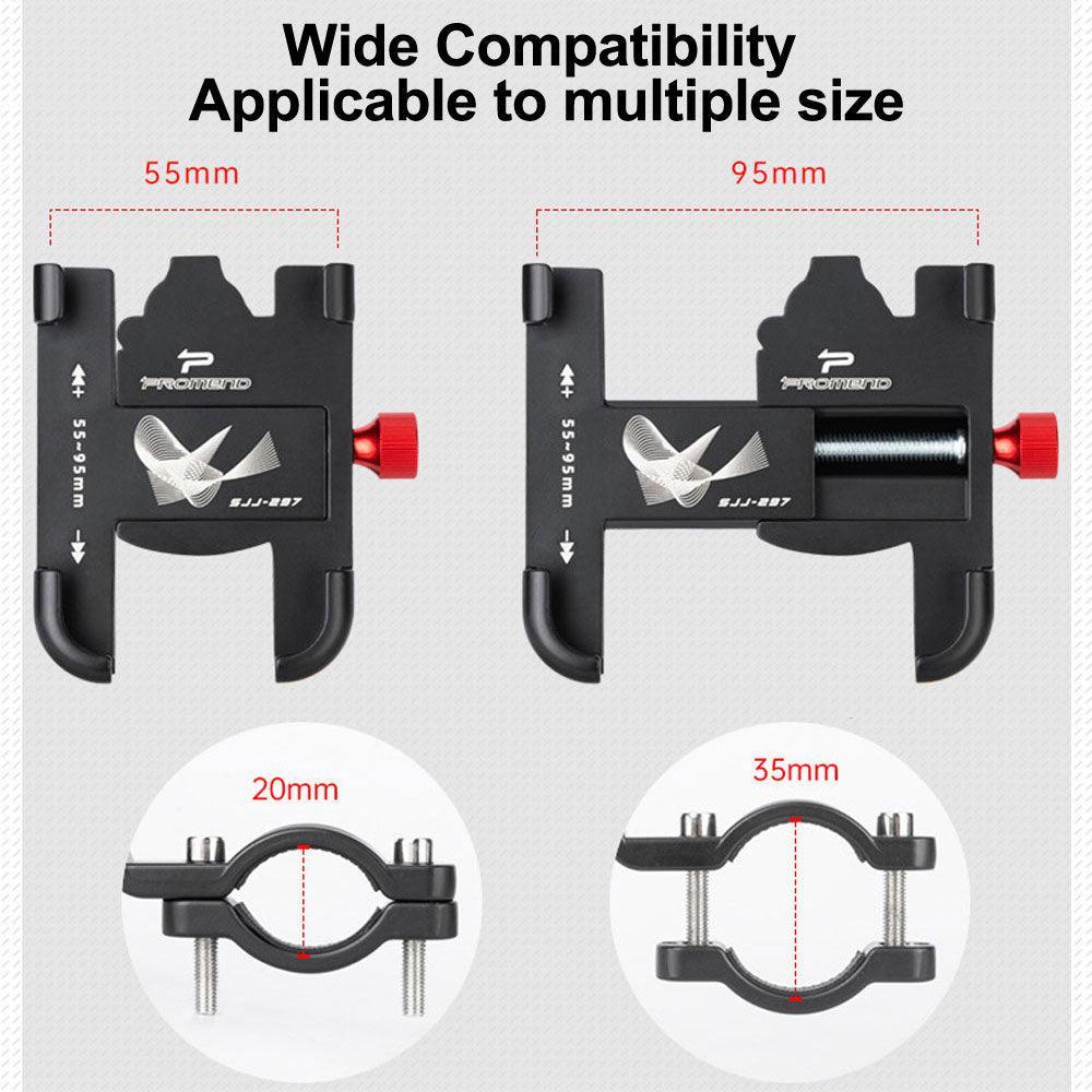 NEWBOLER Aluminum Bike Phone Mount - 360° Rotatable Mechanical Lock - Extended Forward Design - Anti-Shake Handlebar Holder for MTB, Road Bike &amp; Motorcycle