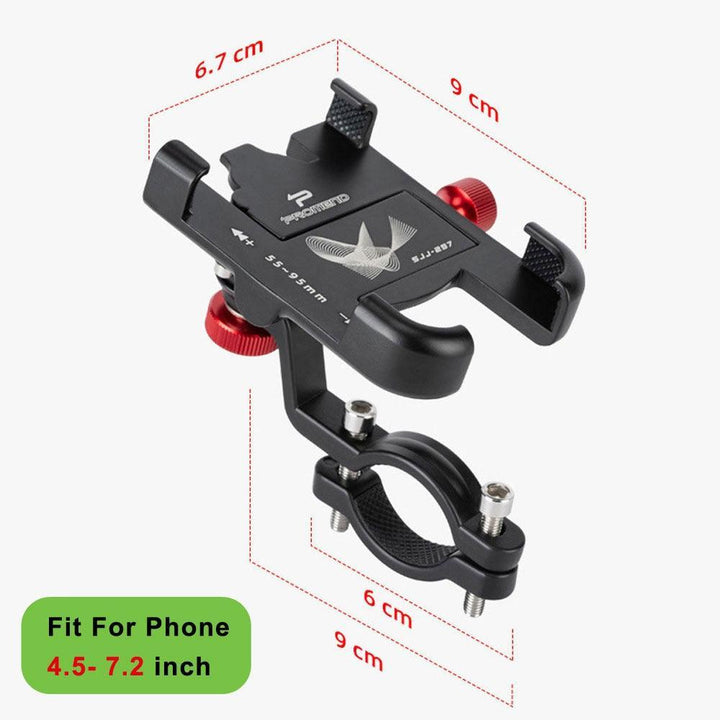 NEWBOLER Aluminum Bike Phone Mount - 360° Rotatable Mechanical Lock - Extended Forward Design - Anti-Shake Handlebar Holder for MTB, Road Bike &amp; Motorcycle