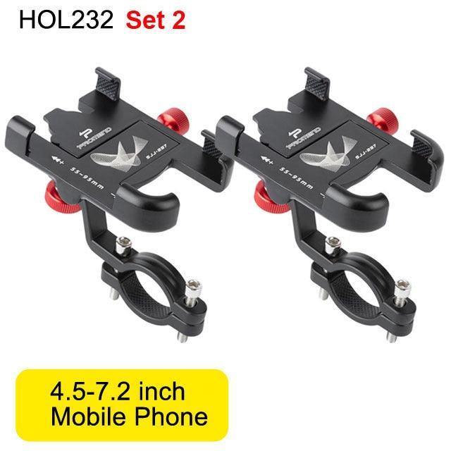 NEWBOLER Aluminum Bike Phone Mount - 360° Rotatable Mechanical Lock - Extended Forward Design - Anti-Shake Handlebar Holder for MTB, Road Bike &amp; Motorcycle