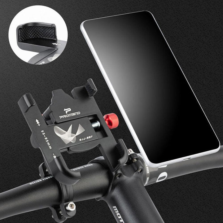 NEWBOLER Aluminum Bike Phone Mount - 360° Rotatable Mechanical Lock - Extended Forward Design - Anti-Shake Handlebar Holder for MTB, Road Bike &amp; Motorcycle