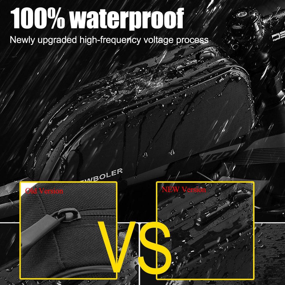 BOLER 100% Waterproof Bike Top Tube Bag - 1.8L Large Capacity Frame Bag - Seamless TPU &amp; Nylon Storage for MTB &amp; Road Cycling (BAG215)