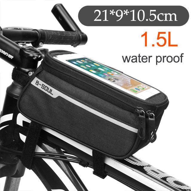 BOLER 100% Waterproof Bike Top Tube Bag - 1.8L Large Capacity Frame Bag - Seamless TPU &amp; Nylon Storage for MTB &amp; Road Cycling (BAG215)