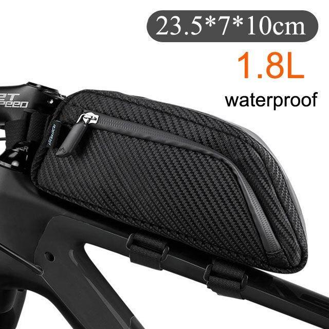 BOLER 100% Waterproof Bike Top Tube Bag - 1.8L Large Capacity Frame Bag - Seamless TPU &amp; Nylon Storage for MTB &amp; Road Cycling (BAG215)