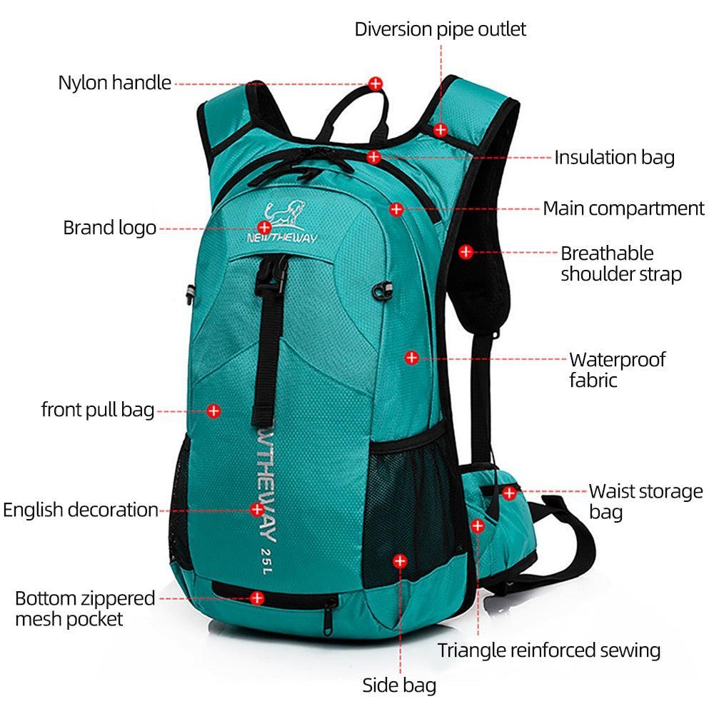 Professional Outdoor Sport Backpack - 3L Hydration Ready &amp; Thermal Insulation - Waterproof Lightweight Nylon Daypack for Cycling, Hiking &amp; Trekking