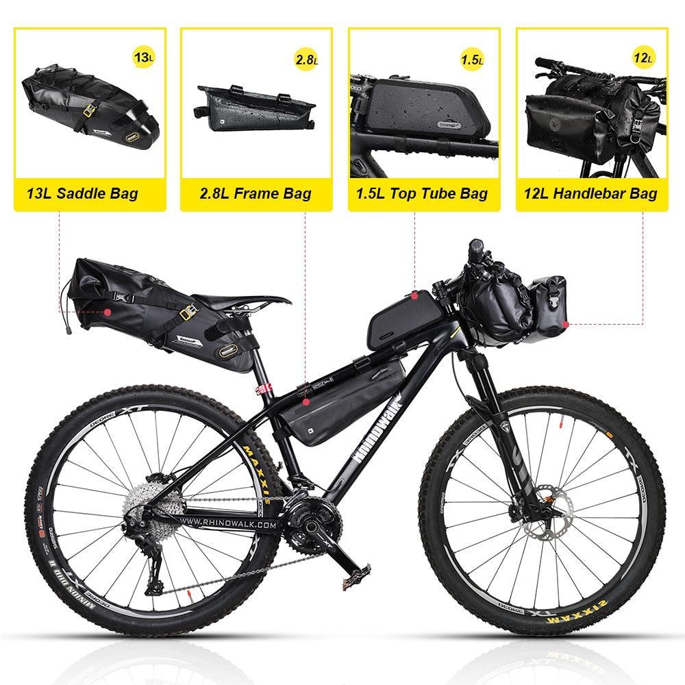 Rhinowalk Waterproof Bicycle Pannier Set - 600D Reinforced Polyester Cargo Bag - Large Capacity Rear Rack Luggage for Touring, Commuting &amp; E-Bikes