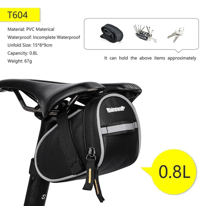 Rhinowalk Waterproof Bike Tool Bag - Hard Shell Shockproof Storage Pouch - 600D Nylon Saddle/Frame Bag for MTB, Road &amp; E-Bike Repairs