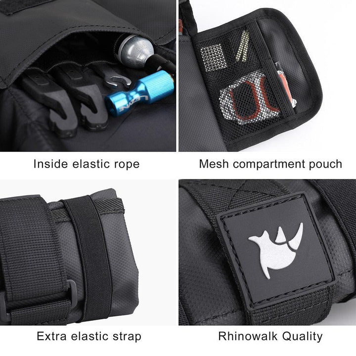 Rhinowalk Waterproof Bike Tool Bag - Hard Shell Shockproof Storage Pouch - 600D Nylon Saddle/Frame Bag for MTB, Road &amp; E-Bike Repairs