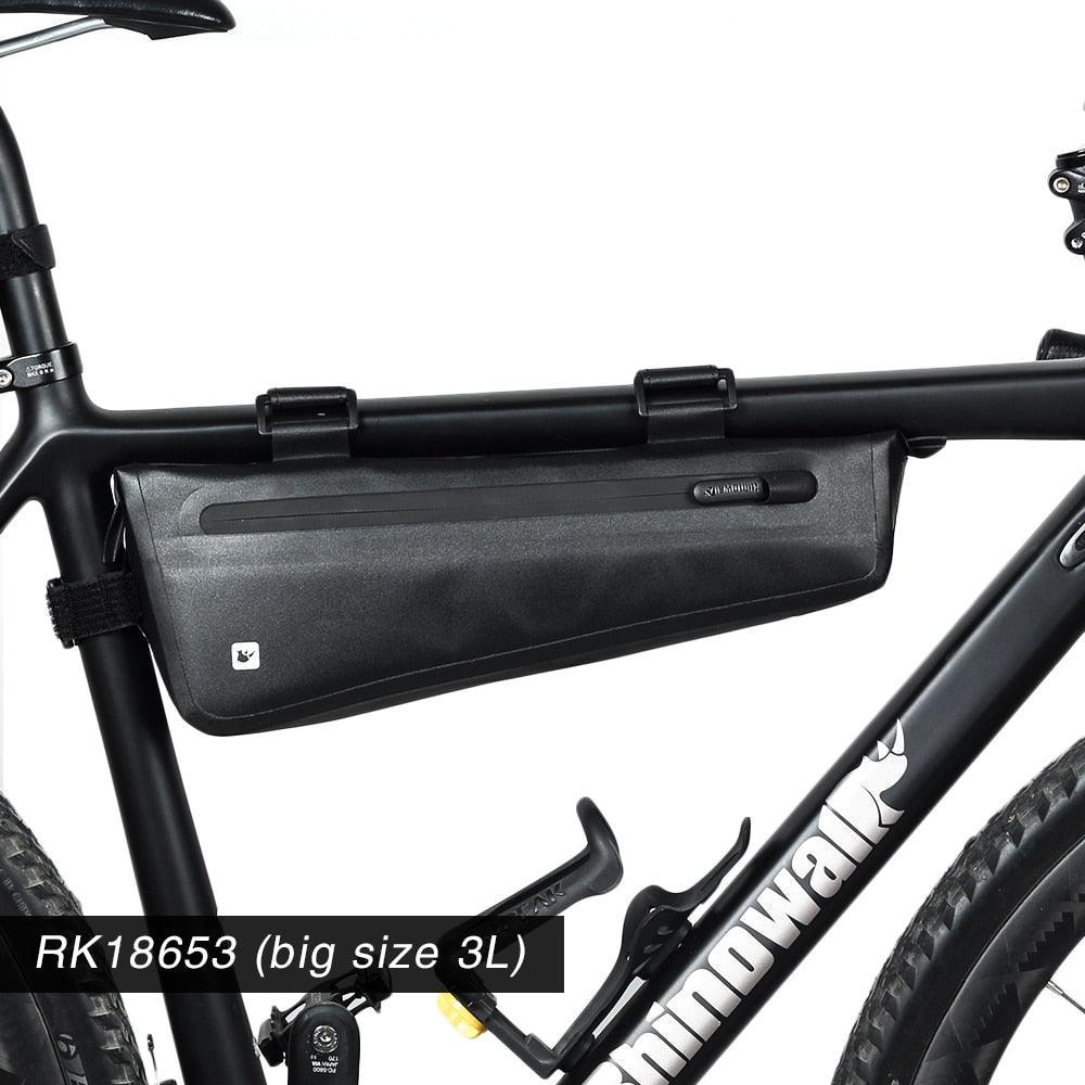 Rhinowalk RK18652/3 Waterproof Triangle Bag - Professional TPU Bike Frame Pouch - Seamless Welding &amp; Rainproof Zipper Storage for MTB &amp; Road Bikes