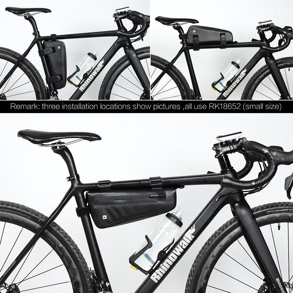 Rhinowalk RK18652/3 Waterproof Triangle Bag - Professional TPU Bike Frame Pouch - Seamless Welding &amp; Rainproof Zipper Storage for MTB &amp; Road Bikes