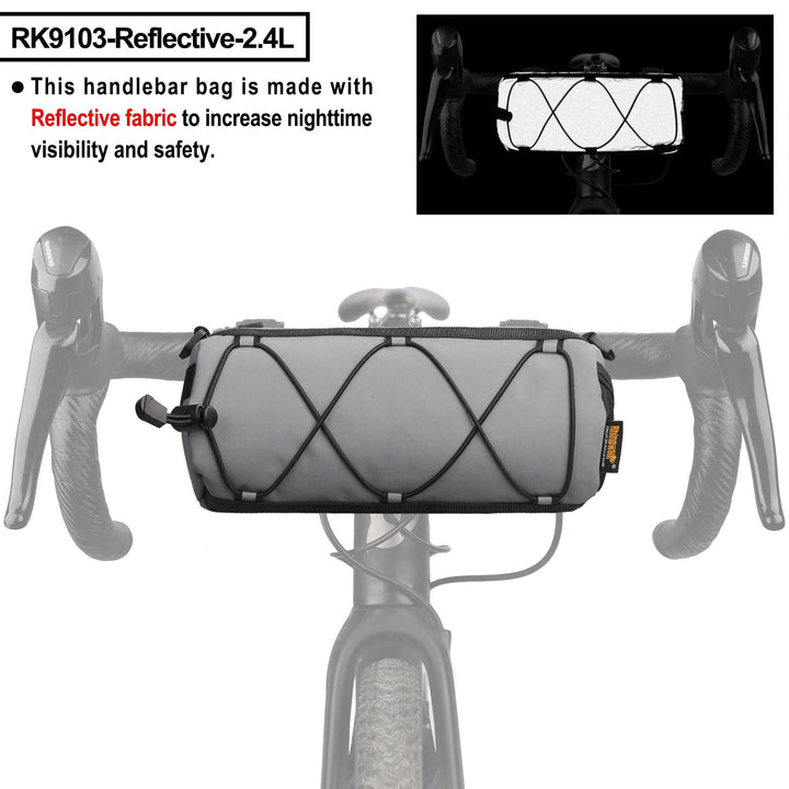 Rhinowalk RK9103 Bike Bag - 2.4L Compact Handlebar Bag - Water-Resistant Cycling Storage for Road &amp; MTB - Multi-Color &amp; Reflective Safety Series