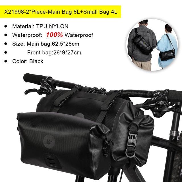 Rhinowalk Bike Handlebar Bag - Rainproof Polyester Front Bag - Multi-Purpose Compact Cycling Bag for MTB &amp; Road Bikes (X21998B)