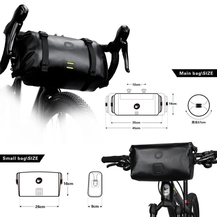 Rhinowalk Bike Handlebar Bag - Rainproof Polyester Front Bag - Multi-Purpose Compact Cycling Bag for MTB &amp; Road Bikes (X21998B)
