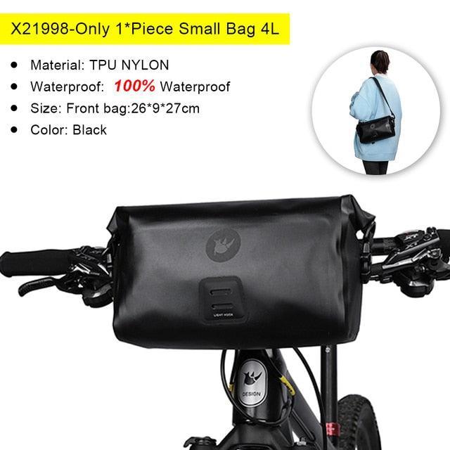 Rhinowalk Bike Handlebar Bag - Rainproof Polyester Front Bag - Multi-Purpose Compact Cycling Bag for MTB &amp; Road Bikes (X21998B)