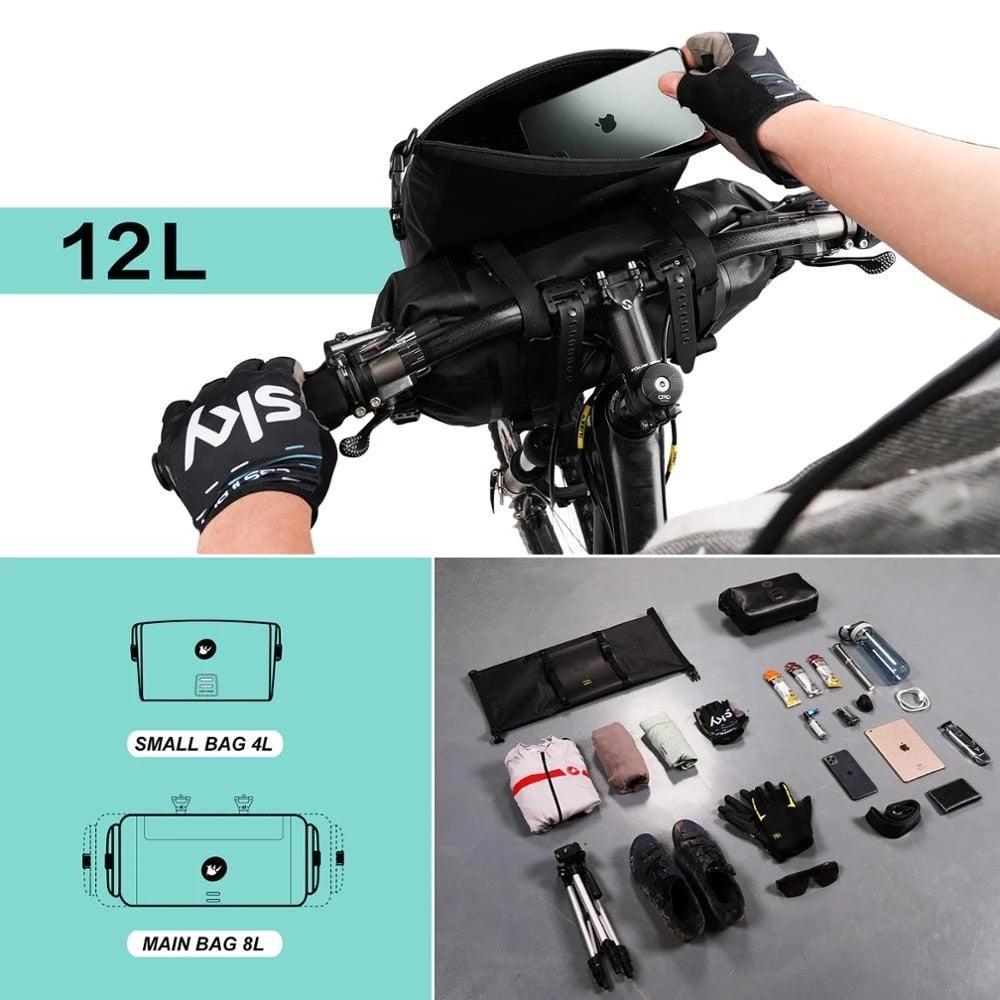 Rhinowalk Bike Handlebar Bag - Rainproof Polyester Front Bag - Multi-Purpose Compact Cycling Bag for MTB &amp; Road Bikes (X21998B)