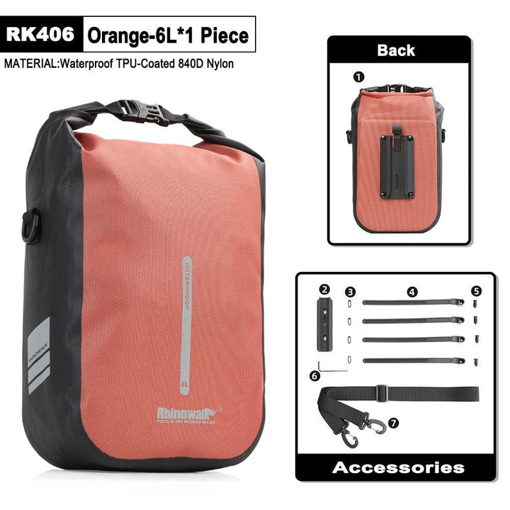 Rhinowalk Quick Release Bike Fork Bag - 4L/6L Waterproof Cargo Cage Pannier - Professional Fast-Mount Storage for MTB &amp; E-Scooter (RK404/406)