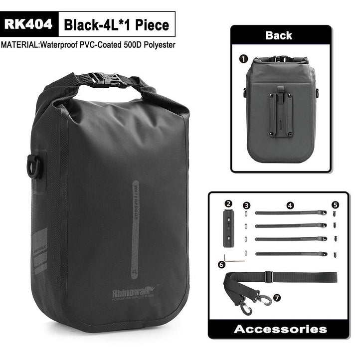Rhinowalk Quick Release Bike Fork Bag - 4L/6L Waterproof Cargo Cage Pannier - Professional Fast-Mount Storage for MTB &amp; E-Scooter (RK404/406)