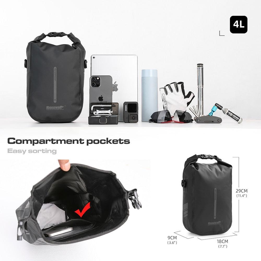 Rhinowalk Quick Release Bike Fork Bag - 4L/6L Waterproof Cargo Cage Pannier - Professional Fast-Mount Storage for MTB &amp; E-Scooter (RK404/406)