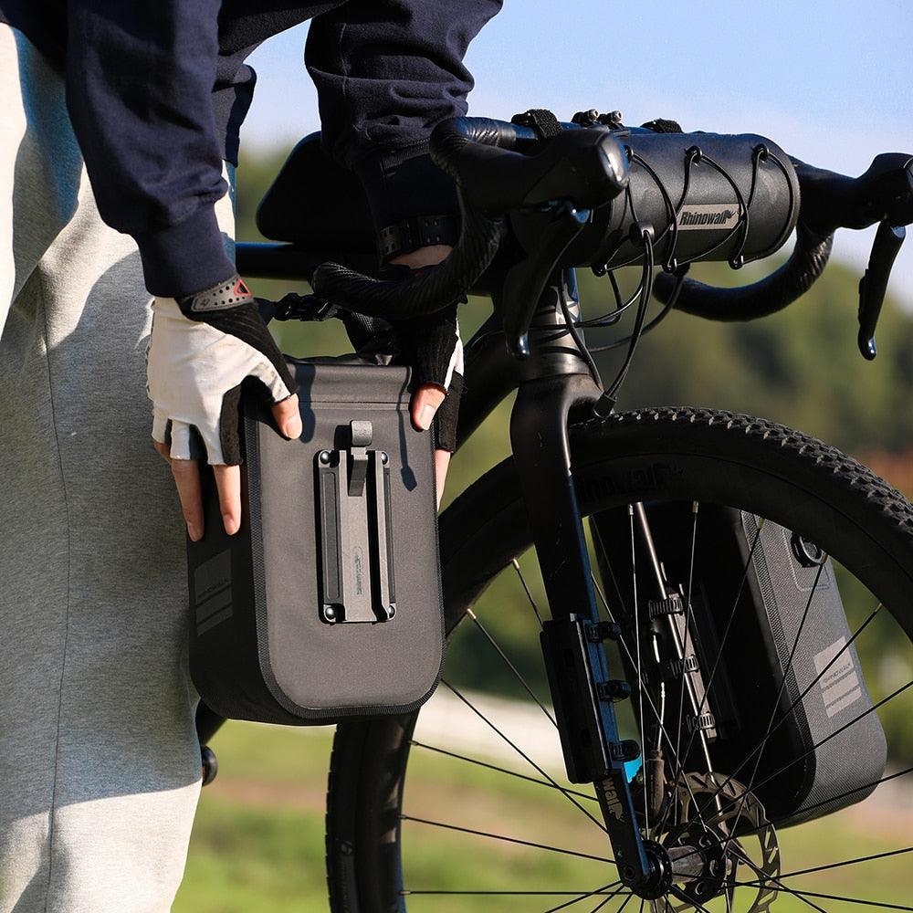 Rhinowalk Quick Release Bike Fork Bag - 4L/6L Waterproof Cargo Cage Pannier - Professional Fast-Mount Storage for MTB &amp; E-Scooter (RK404/406)