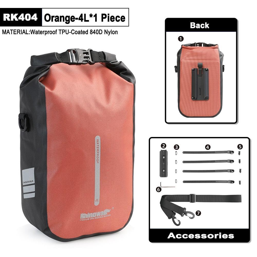 Rhinowalk Quick Release Bike Fork Bag - 4L/6L Waterproof Cargo Cage Pannier - Professional Fast-Mount Storage for MTB &amp; E-Scooter (RK404/406)