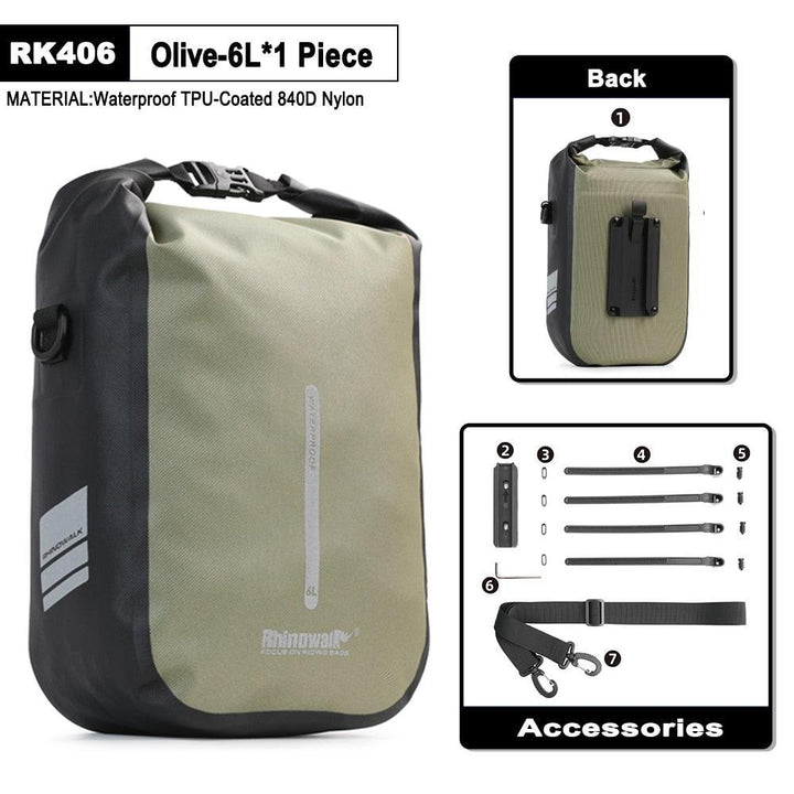 Rhinowalk Quick Release Bike Fork Bag - 4L/6L Waterproof Cargo Cage Pannier - Professional Fast-Mount Storage for MTB &amp; E-Scooter (RK404/406)