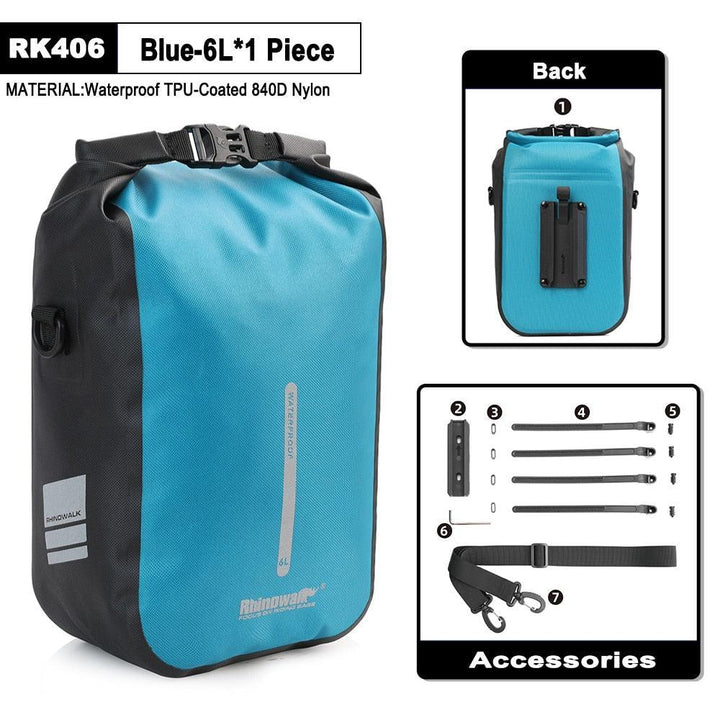Rhinowalk Quick Release Bike Fork Bag - 4L/6L Waterproof Cargo Cage Pannier - Professional Fast-Mount Storage for MTB &amp; E-Scooter (RK404/406)