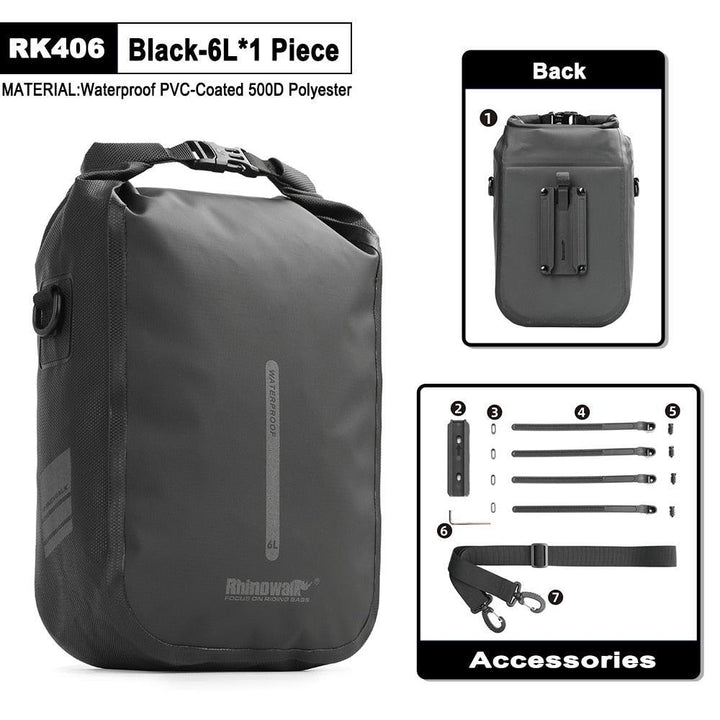 Rhinowalk Quick Release Bike Fork Bag - 4L/6L Waterproof Cargo Cage Pannier - Professional Fast-Mount Storage for MTB &amp; E-Scooter (RK404/406)