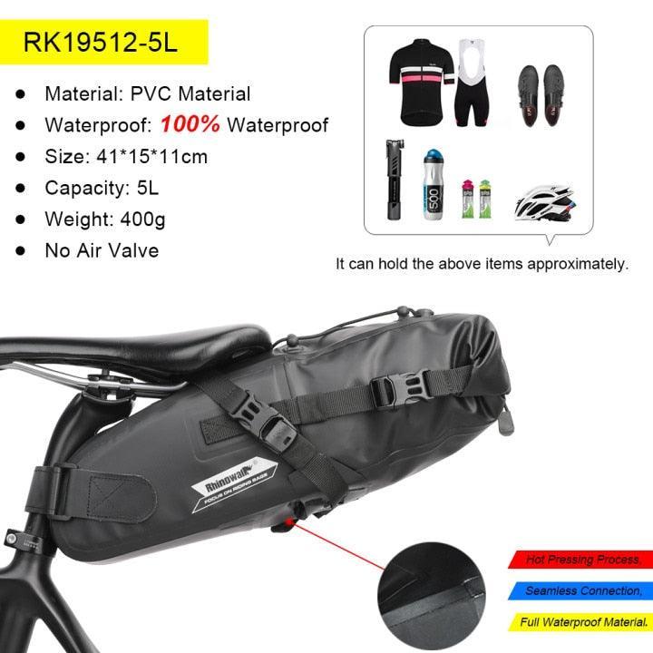 Rhinowalk RK19511/12/13 Waterproof Saddle Bag - High-Capacity Bikepacking Tail Bag - Seamless Welding Technology - Professional Rainproof Seat Pack