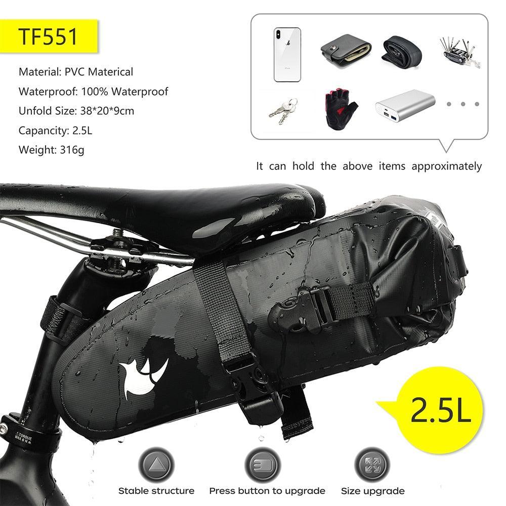 Rhinowalk RK19511/12/13 Waterproof Saddle Bag - High-Capacity Bikepacking Tail Bag - Seamless Welding Technology - Professional Rainproof Seat Pack