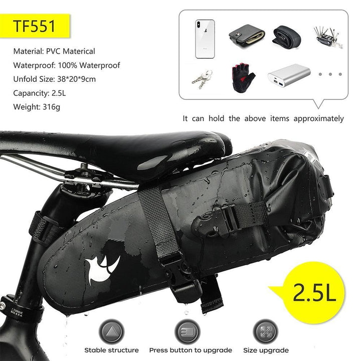 Rhinowalk RK19511/12/13 Waterproof Saddle Bag - High-Capacity Bikepacking Tail Bag - Seamless Welding Technology - Professional Rainproof Seat Pack