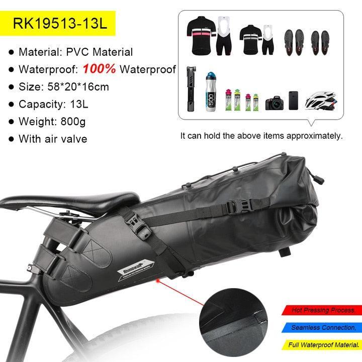 Rhinowalk RK19511/12/13 Waterproof Saddle Bag - High-Capacity Bikepacking Tail Bag - Seamless Welding Technology - Professional Rainproof Seat Pack