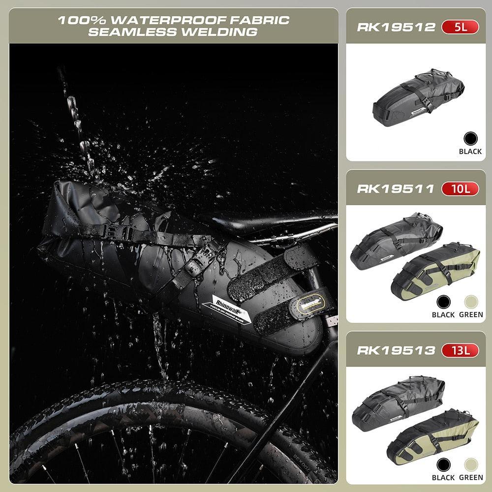 Rhinowalk RK19511/12/13 Waterproof Saddle Bag - High-Capacity Bikepacking Tail Bag - Seamless Welding Technology - Professional Rainproof Seat Pack