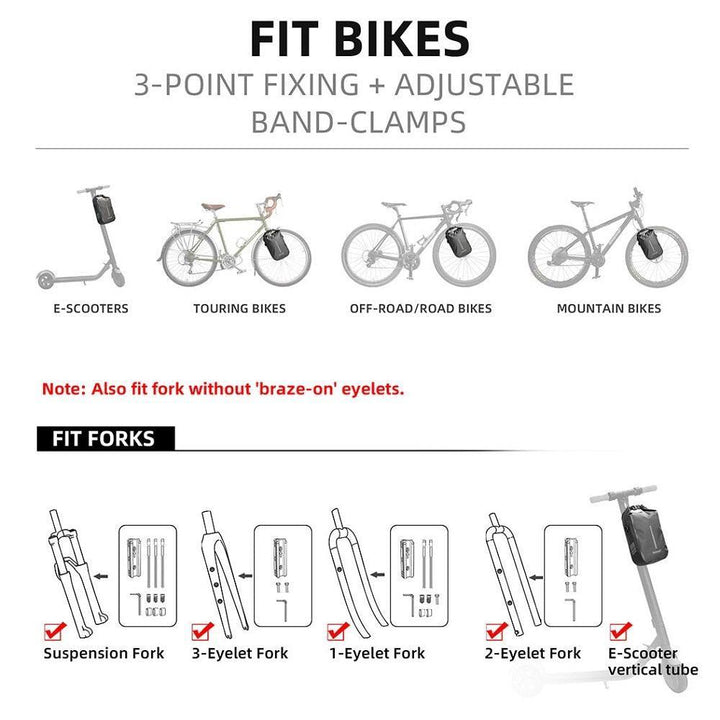 Rhinowalk Quick Release Bike Fork Bag - Waterproof RK404/406 Storage - Fast-Mount Cargo Cage Pannier for Bicycle &amp; Electric Scooter