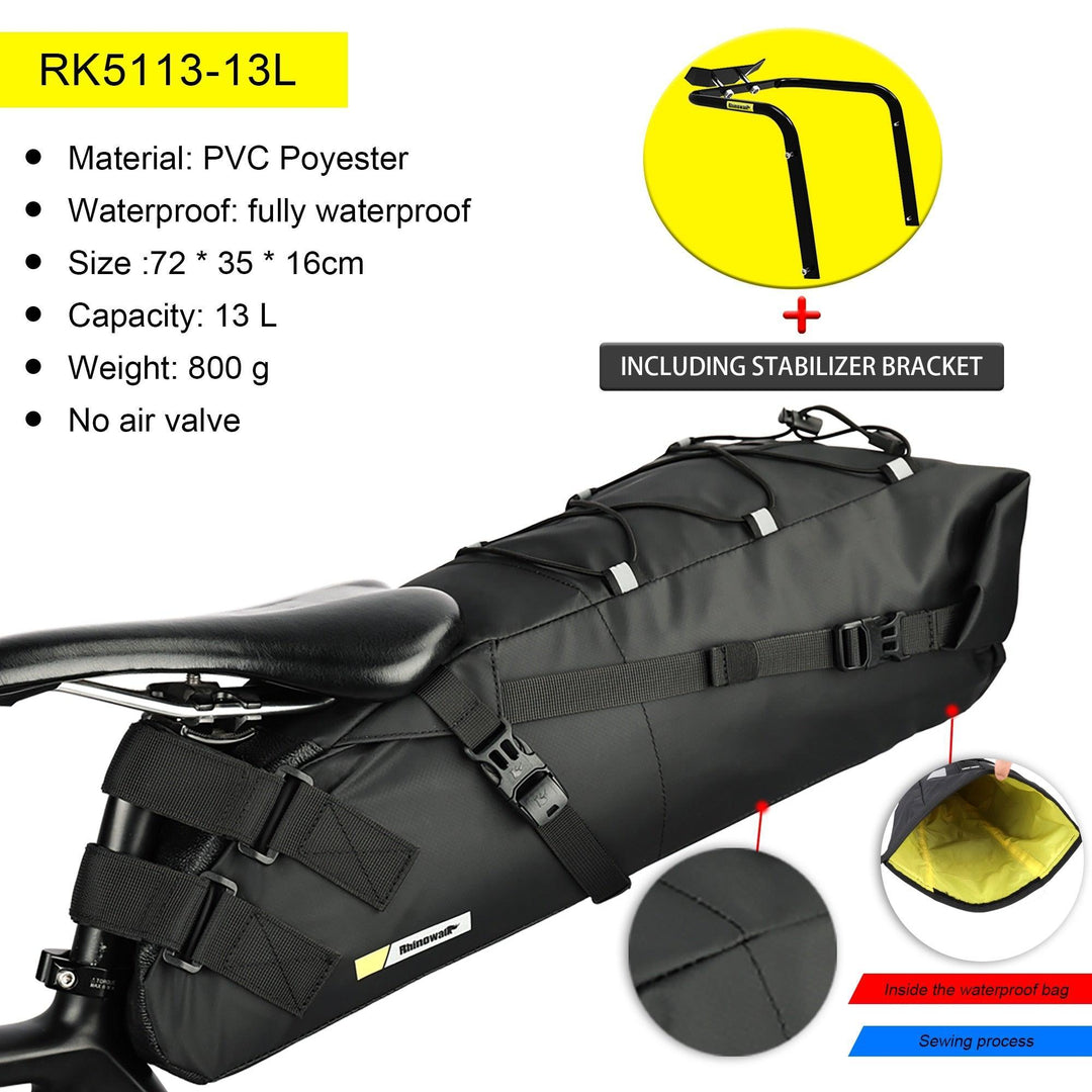 Rhinowalk Waterproof Bicycle Saddle Bag - Rainproof Polyester Cycling Tail Pack - Professional MTB &amp; Road Bike Under Seat Tool Pouch