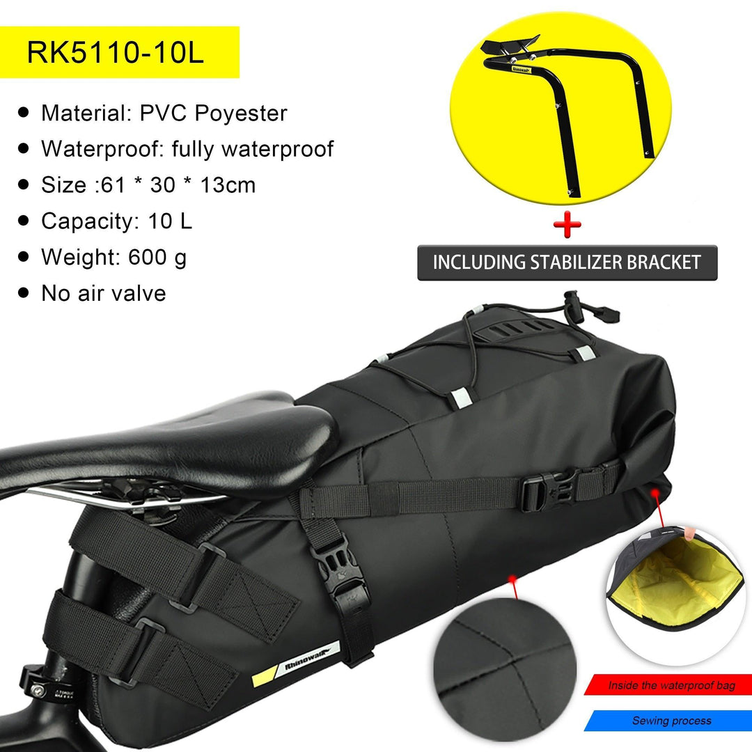 Rhinowalk Waterproof Bicycle Saddle Bag - Rainproof Polyester Cycling Tail Pack - Professional MTB &amp; Road Bike Under Seat Tool Pouch