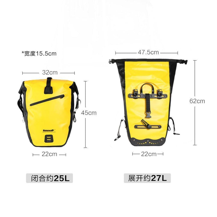 RHINOWALK 20L Waterproof Pannier Bag - Professional Bike Rear Rack Carrier - Full Seam Sealed Rainproof Trunk Bag for Touring &amp; Commuting (RK19662)