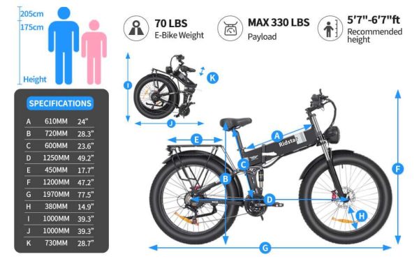 Ridstar H26 Pro Folding Fat Tire Electric Bike | 1500W Power Motor, 48V 20Ah Battery, 3-Second Quick Fold 26" All-Terrain Mountain E-Bike