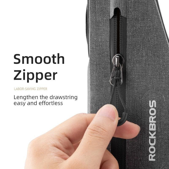 ROCKBROS 1.5L Extended Bike Frame Bag - 43cm Full Waterproof Top Tube Pouch - Seamless Welding &amp; Laminated Zipper - Ideal for Long Air Pumps &amp; Tools